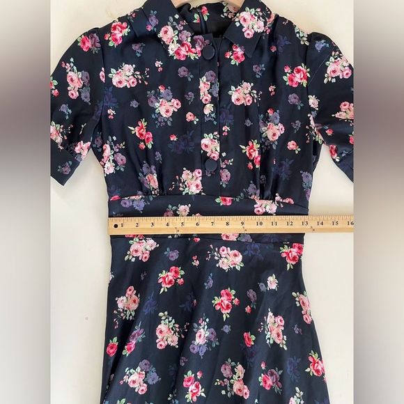 Alexia Admor Emery Navy Blue Floral Short Sleeve Shirt Dress - Picture 11 of 16